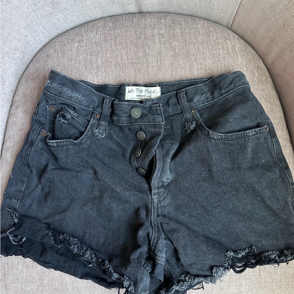 We The Free Black Distressed Jean Shorts